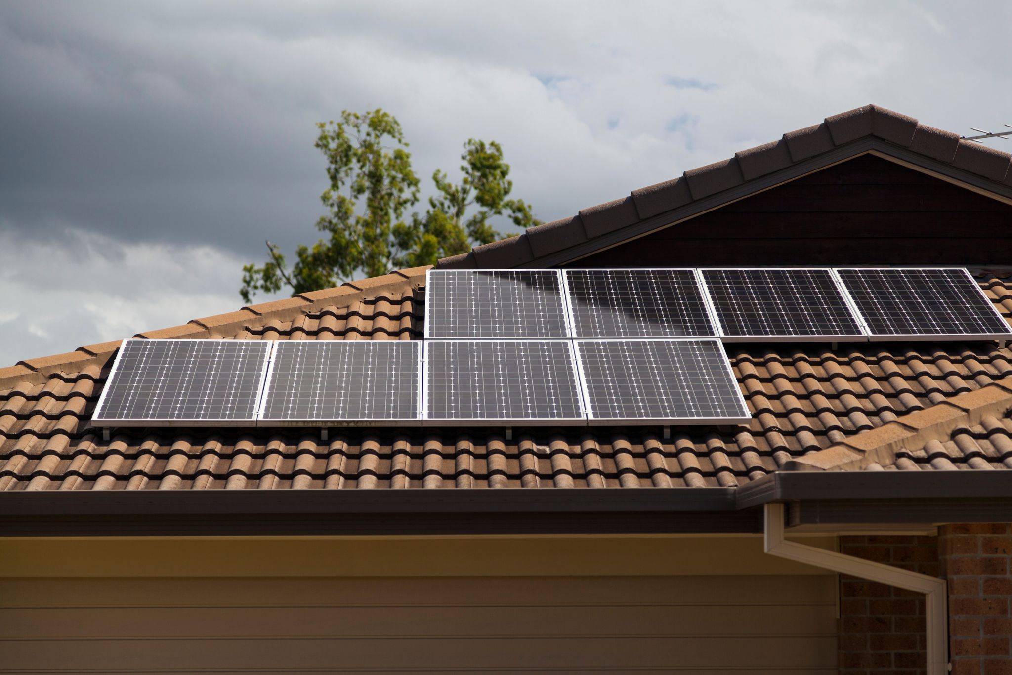 Solar panels on a roofing project