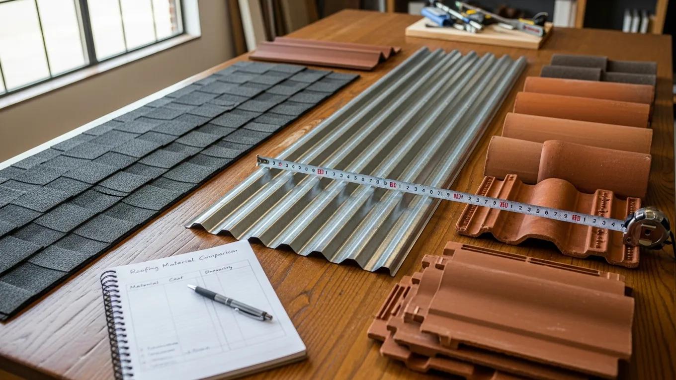 Different types of roofing materials displayed for comparison and evaluation