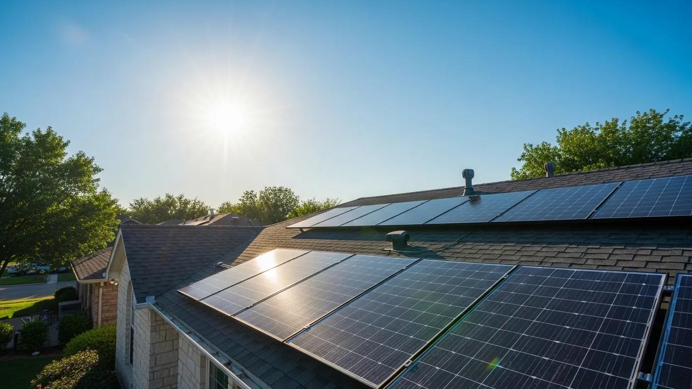 Modern solar roofing installation on a suburban home in Dallas Fort Worth