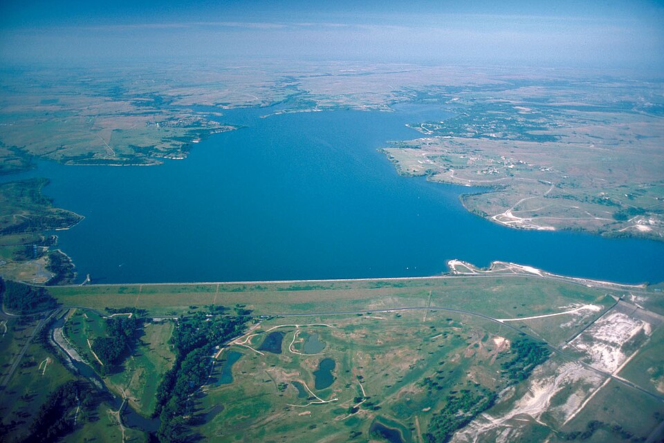 Benbrook Lake and Dam aerial, Benbrook, Texas