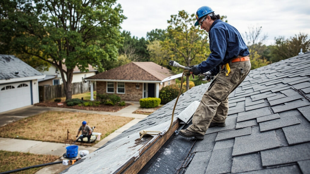 Emergency roof leak inspection before roofer arrives